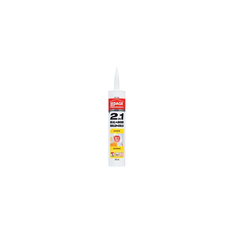 LePage Seal &amp; Bond 1733514 2-in-1 Adhesive and Sealant, White, 295 mL White