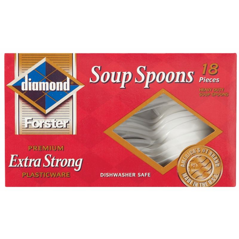 Diamond Heavy-Duty Plastic Soup Spoons White