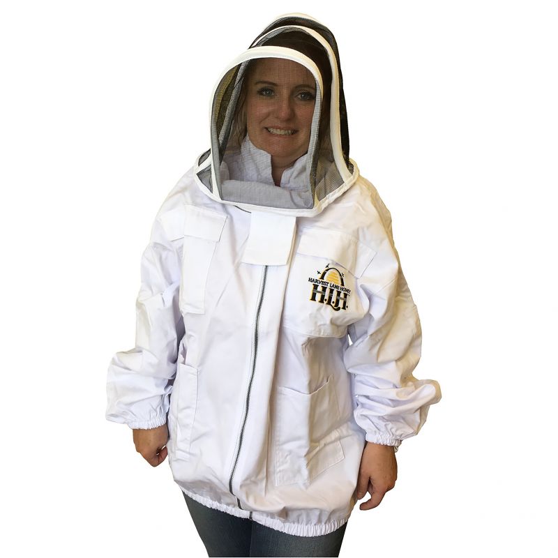 Harvest Lane Honey CLOTHSJXXL-102 Beekeeper Jacket with Hood, 2XL, Zipper, Polycotton, White 2XL, White