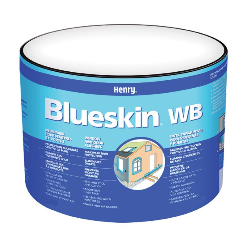 Blueskin WB25 HE201WB954 Window and Door Flashing, 75 ft L, 9 in W, Paper, Blue, Self-Adhesive Blue