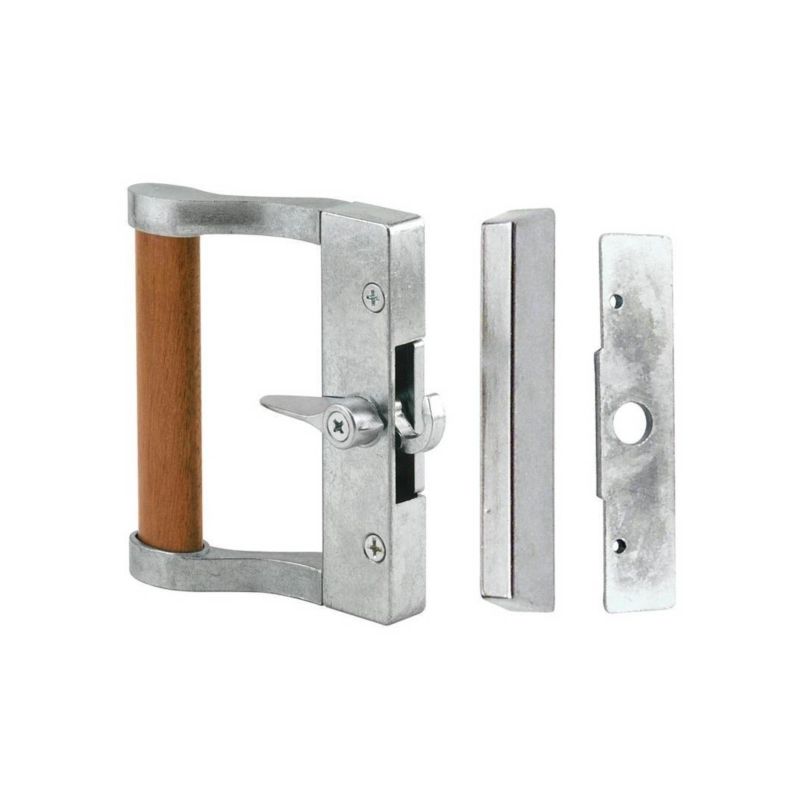 Prime-Line C 1023 Handle Set, Aluminum, Zinc, 1 to 1-1/4 in Thick Door Zinc/Wood