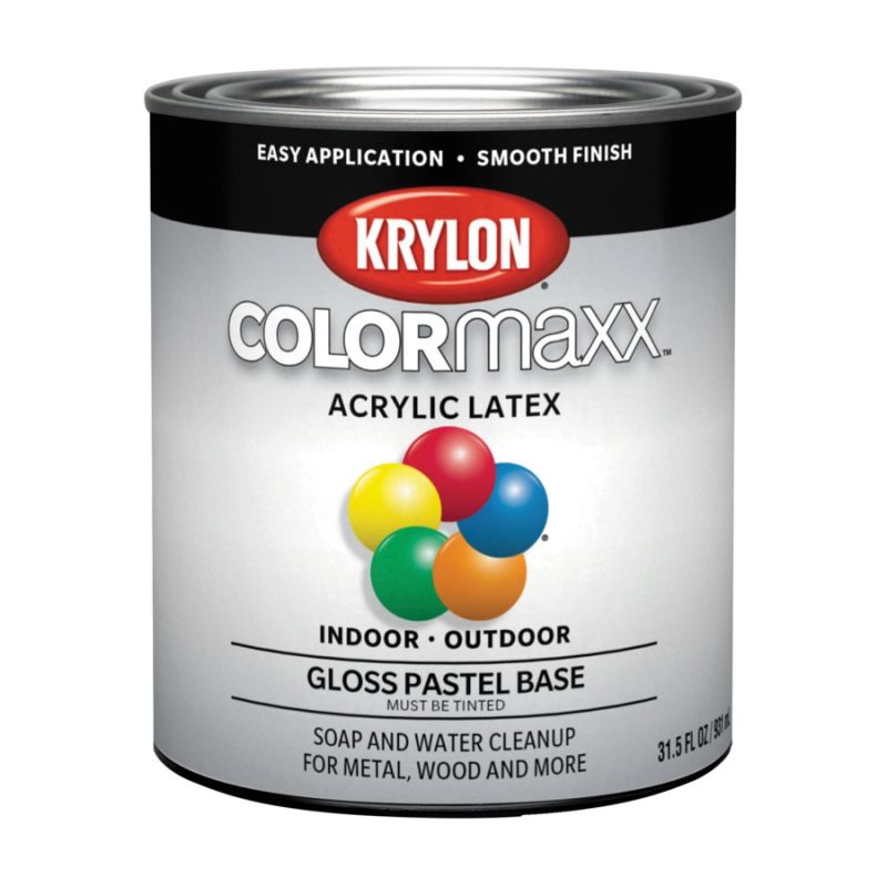 Krylon K05651007-14 Colormaxx Paint, Gloss, Pastel, 1 qt Pastel Base/Tint Base