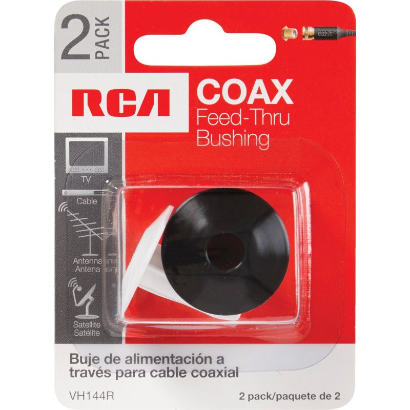 RCA Feed-Thru Coax Bushing 1 Black, 1 White (Pack of 6)