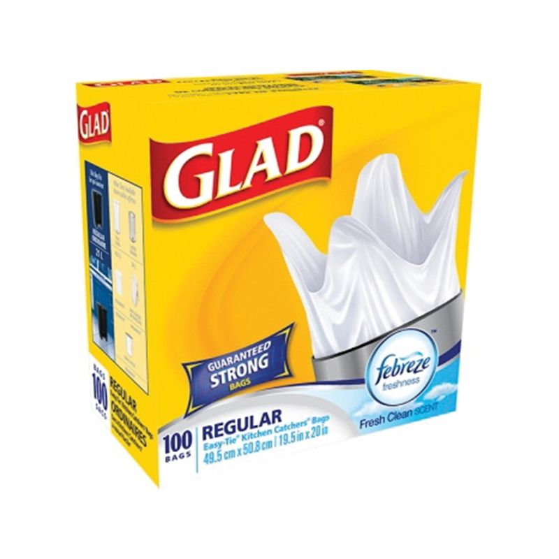 Buy Glad Easy-Tie 30226 Garbage Bag, Regular, 22 L, White Regular