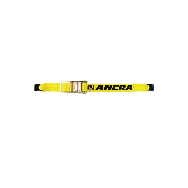 ANCRA 500 Series 49346-10 Strap, 4 in W, 27 ft L, Polyester, Yellow, 5400 lb Working Load, Hook End Yellow