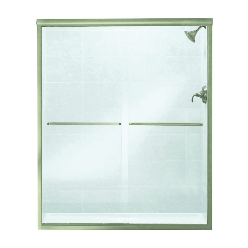 Sterling 5475-59N-G05 Shower Door, Clear Glass, Tempered Glass, Frameless Frame, Aluminum Frame, Stainless Steel