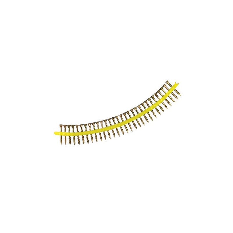 Simpson Strong-Tie Strong-Drive HCKWSV2S Collated Screw, #9 Thread, 2 in L, Rimmed Flat Head, Zinc Plated Yellow