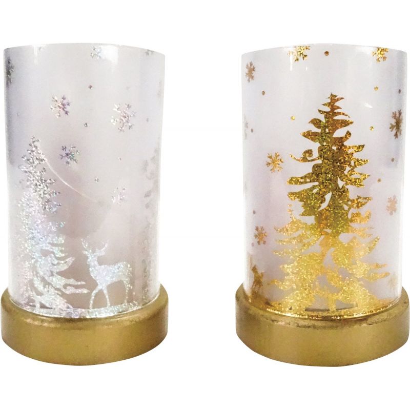 Alpine Silver or Gold LED Lantern Holiday Decoration