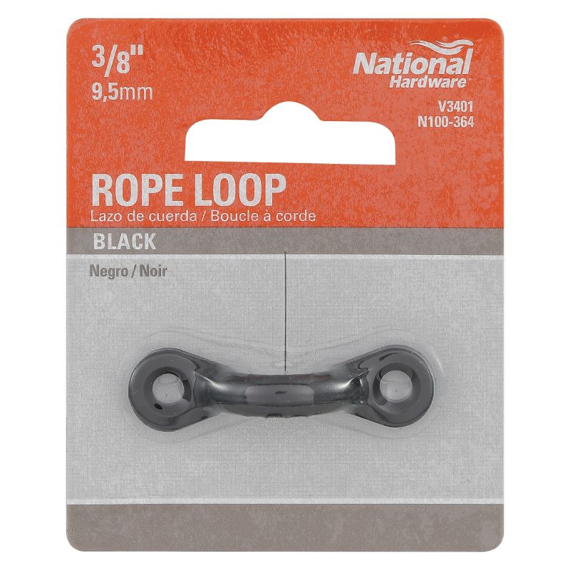 National Hardware N100-364 Rope Loop, Nylon/Stainless Steel Black
