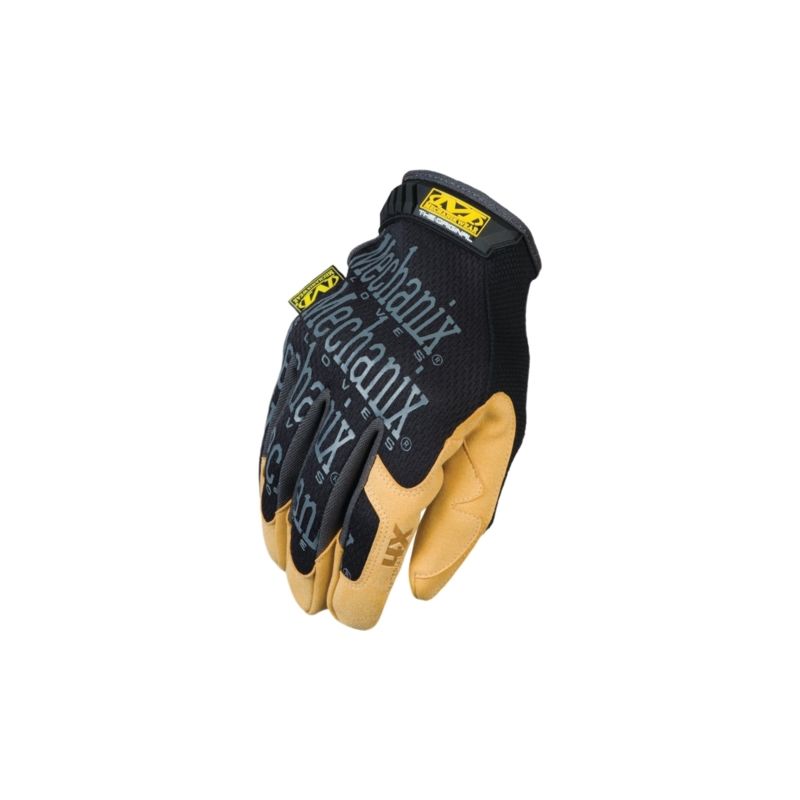 Mechanix Wear MG4X-75-011 Work Gloves, Men&#039;s, XL, 11 in L, Straight Thumb, Hook and Loop Cuff, Synthetic Leather XL, Black/Brown