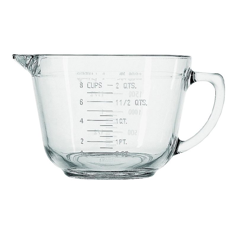 Anchor Hocking 81605L11 Measuring Cup, 2 qt Capacity, Glass, Clear 2 Qt, Clear (Pack of 4)