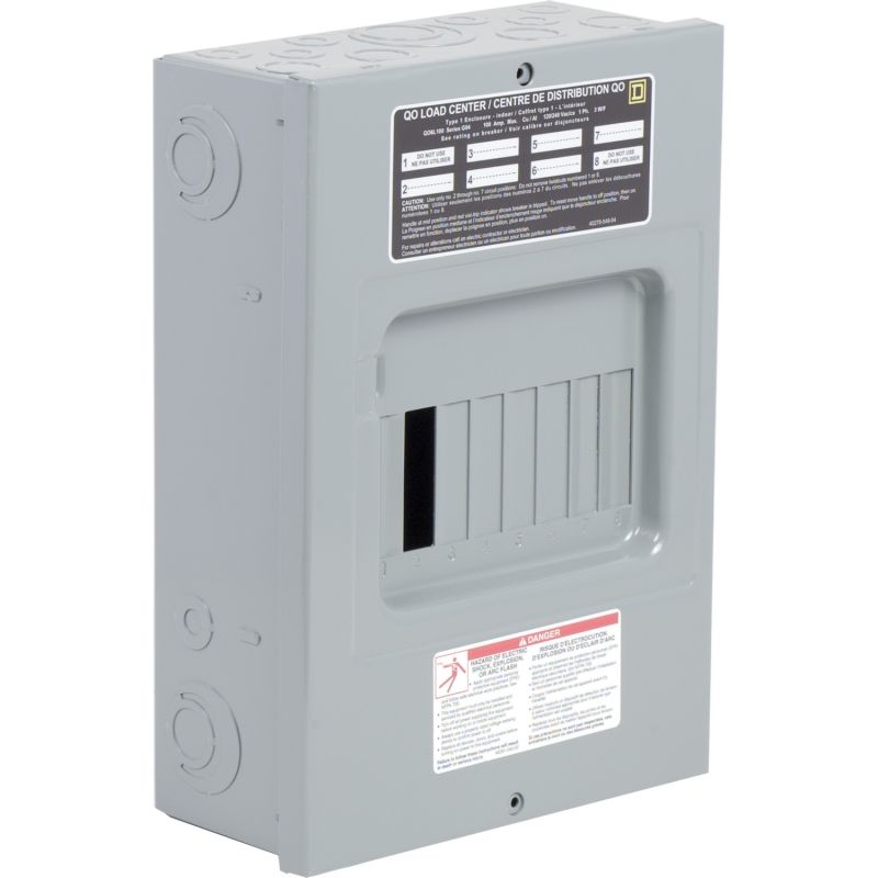 Square D Homeline QO6L100S Load Center, 100 A, 6 -Space, 6 -Circuit, Main Lug, Surface Mounting