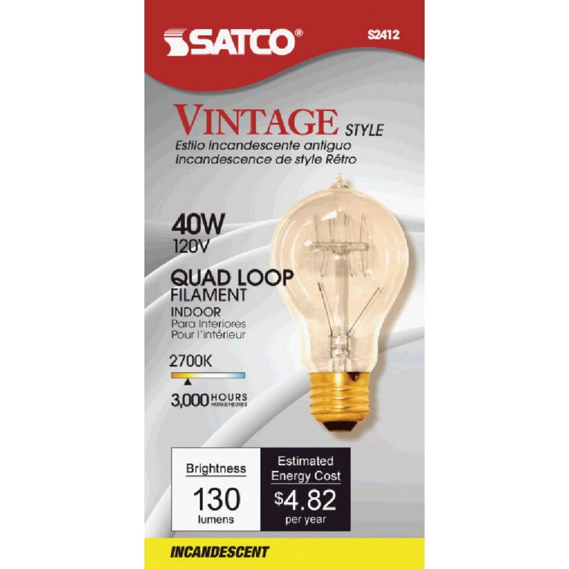 Satco A19 Incandescent Vintage Edison Decorative Light Bulb