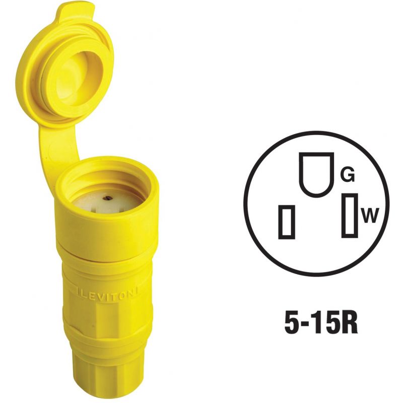 Leviton Wetguard Cord Connector Yellow, 15