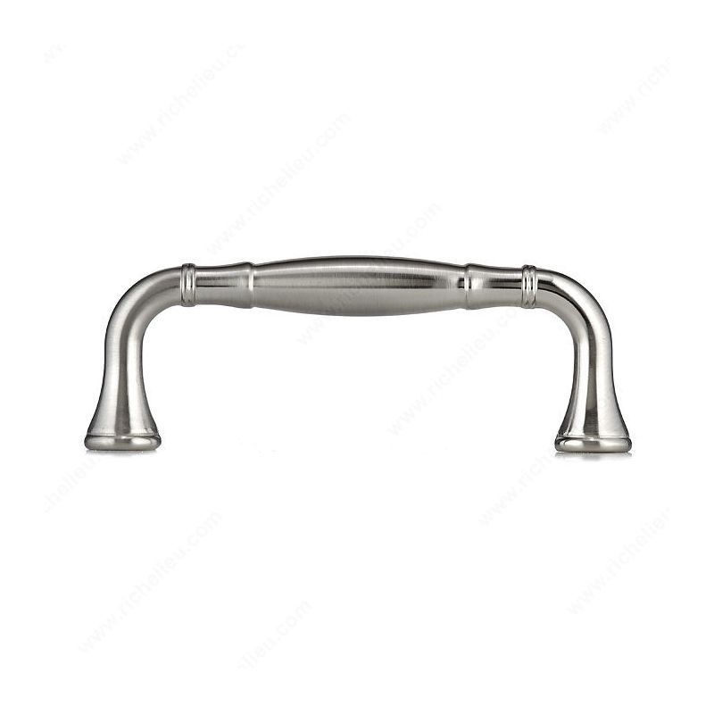 Richelieu BP79096195 Cabinet Pull, 4-13/32 in L Handle, 1-9/15 in Projection, Metal, Brushed Nickel Gray, Traditional