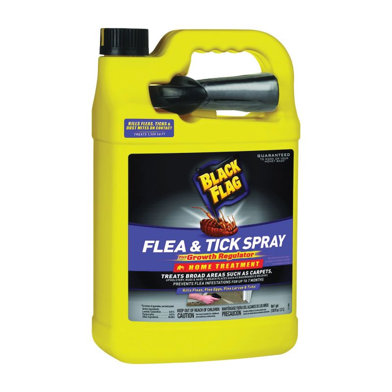 Black Flag HG-11093 Flea/Tick Killer, Liquid, 1 gal Can Light Yellow/Water White