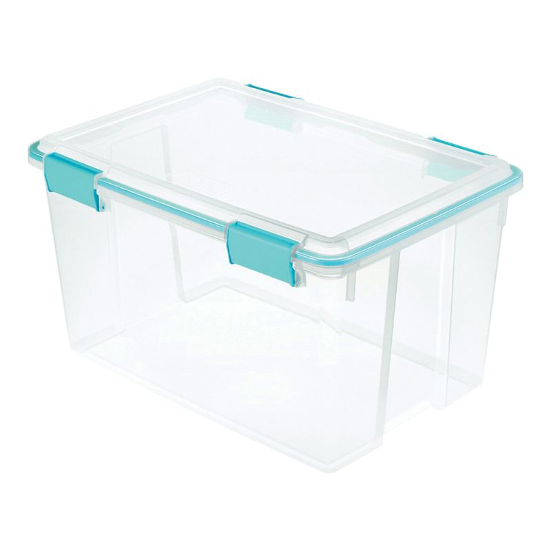Sterilite 19344304 Gasket Box, Plastic, Blue Aquarium/Clear, 22-1/2 in L, 16 in W, 12-3/4 in H 54 Qt, Blue Aquarium/Clear