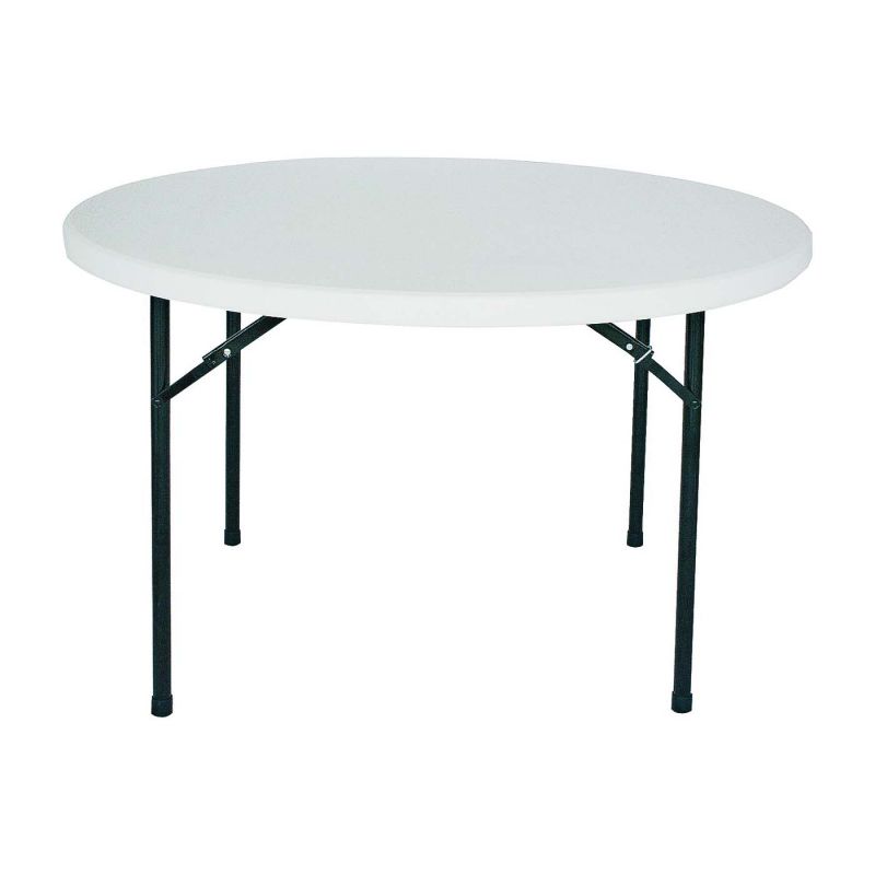 Simple Spaces BT048X001A Folding Table, 48 in OAW, 48 in OAD, 29-1/4 in OAH, Steel Frame, Polyethylene Tabletop White Top/ Black Legs