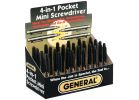 General Tools Pocket Precision Screwdriver #0, #1, 5/64 In., 1/8 In. (Pack of 24)