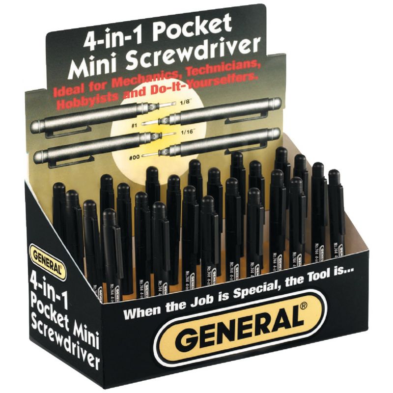 General Tools Pocket Precision Screwdriver #0, #1, 5/64 In., 1/8 In. (Pack of 24)