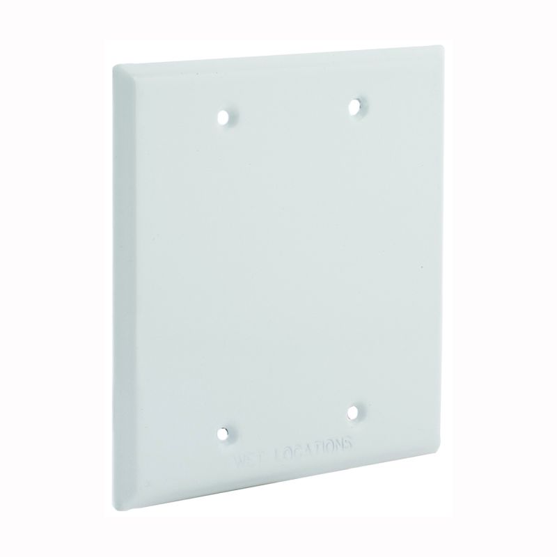 Hubbell 5175-1 Cover, 4-1/2 in L, 4-1/2 in W, Metal, White, Powder-Coated White