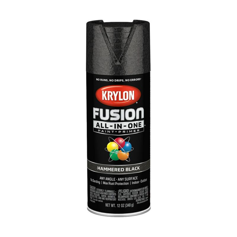 Krylon K02782007 Spray Paint, Hammered, Black, 12 oz, Can Black