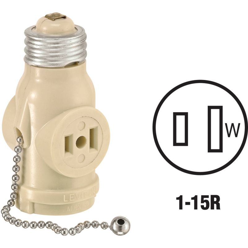 Leviton Light Socket Adapter Ivory