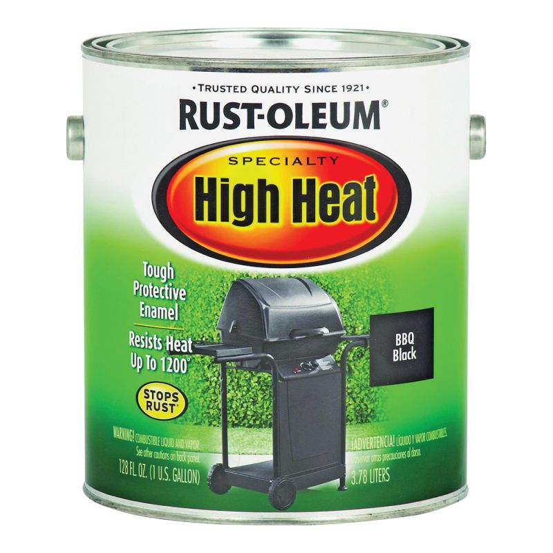 Rust-Oleum 237543 High Heat Paint, Satin, Black, 1 gal, Can Black (Pack of 2)