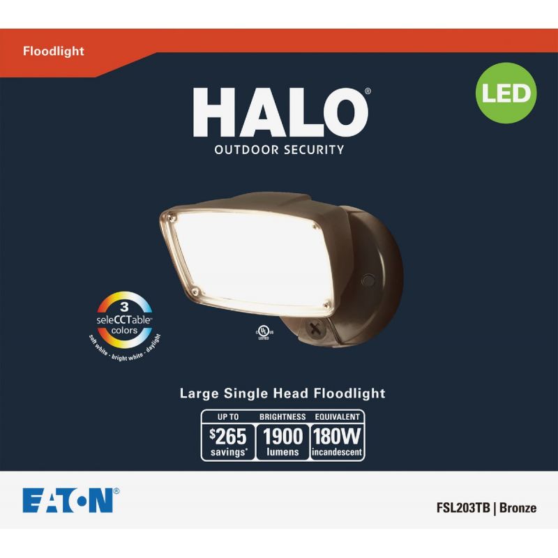 Halo Large Single Head LED Floodlight Fixture Bronze