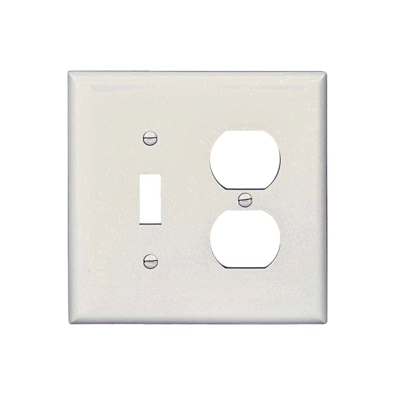 Eaton Wiring Devices PJ18W Combination Wallplate, 4-7/8 in L, 4-15/16 in W, 2 -Gang, Polycarbonate, White White