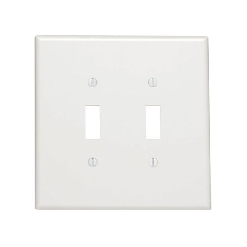 Leviton 88109 Wallplate, 5-1/4 in L, 5.31 in W, 2 -Gang, Thermoset Plastic, White, Smooth White