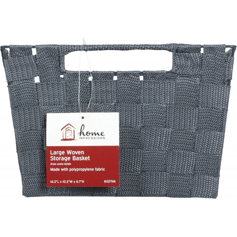 Home Impressions Woven Storage Basket With Handles Gray