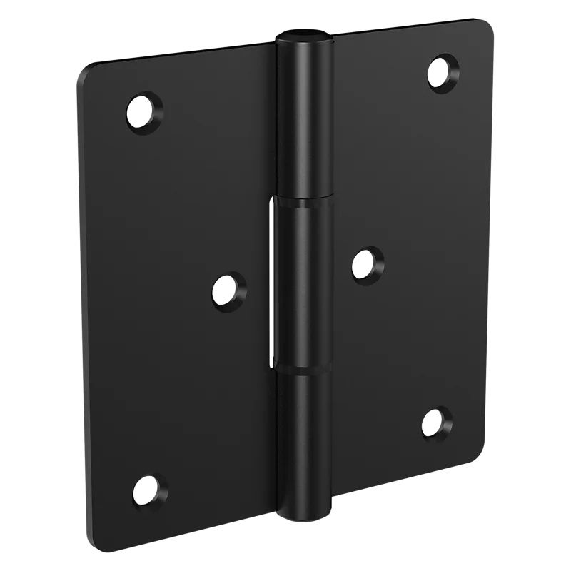 National Hardware N166-024 Modern Square Gate Hinge, Steel, Black, Tapping Screws Mounting Black
