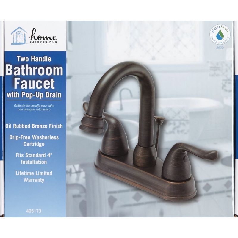 Home Impressions Hi-Arc 2-Handle Bathroom Faucet with Pop-Up