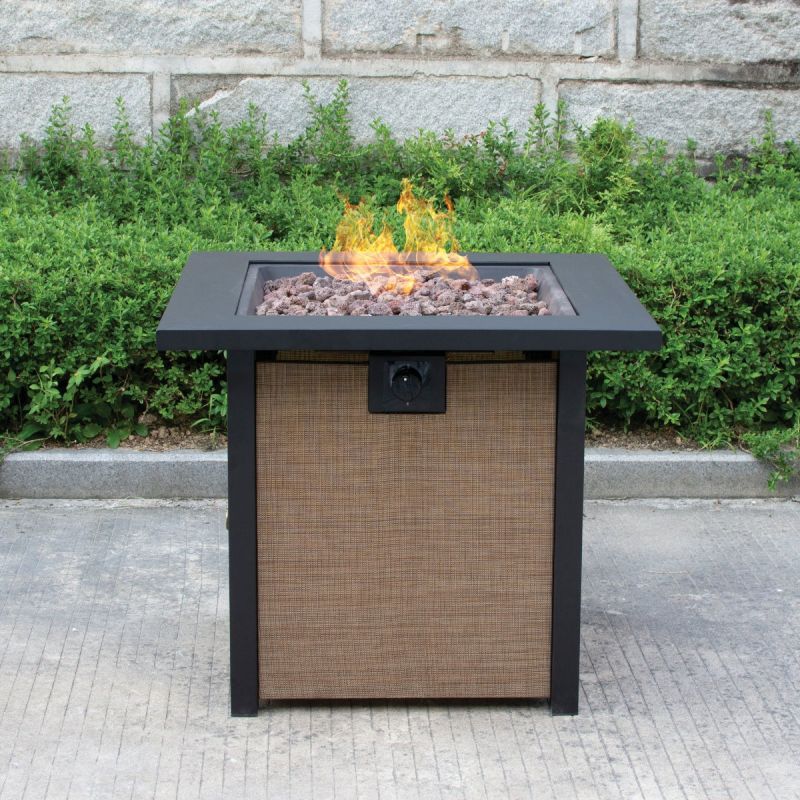 Bond Woodleaf Fire Pit Brown Square, Petra 36 In Round Envirostone Propane Fire Pit