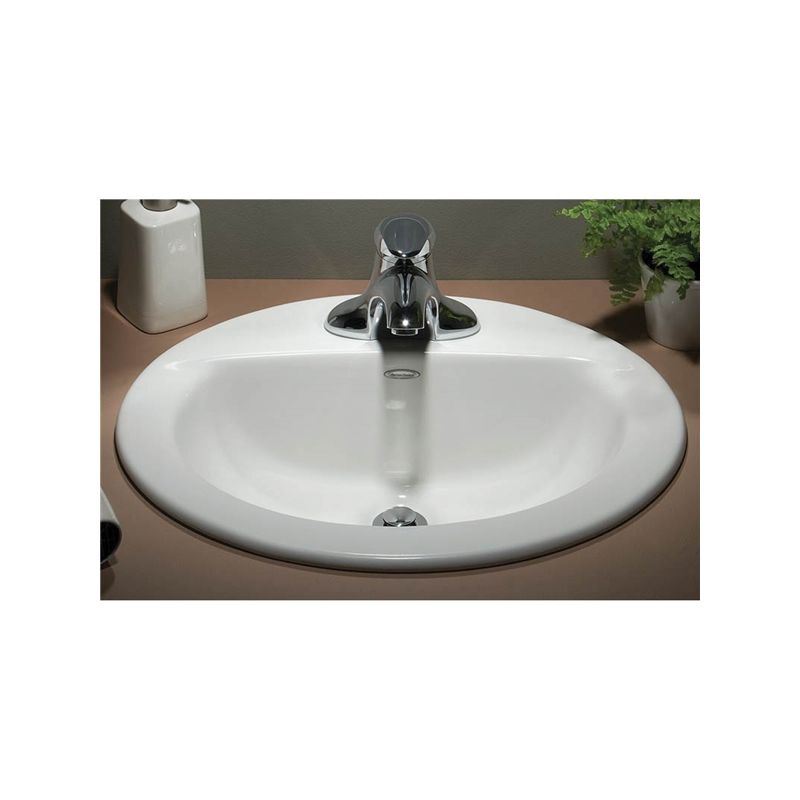 American Standard Colony Series 0346403.02 Countertop Sink, Oval Basin, 4 in Faucet Centers, 3-Deck Hole, 20-1/2 in OAW White