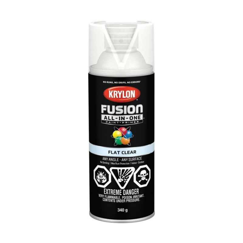 Krylon 427290007 Spray Paint, Flat, Clear, 12 oz, Can Clear