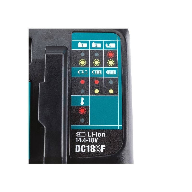 Makita DC18SF 4-Port Charger, 18 V Output, 2 to 3 Ah, 50 to 100 min Charge