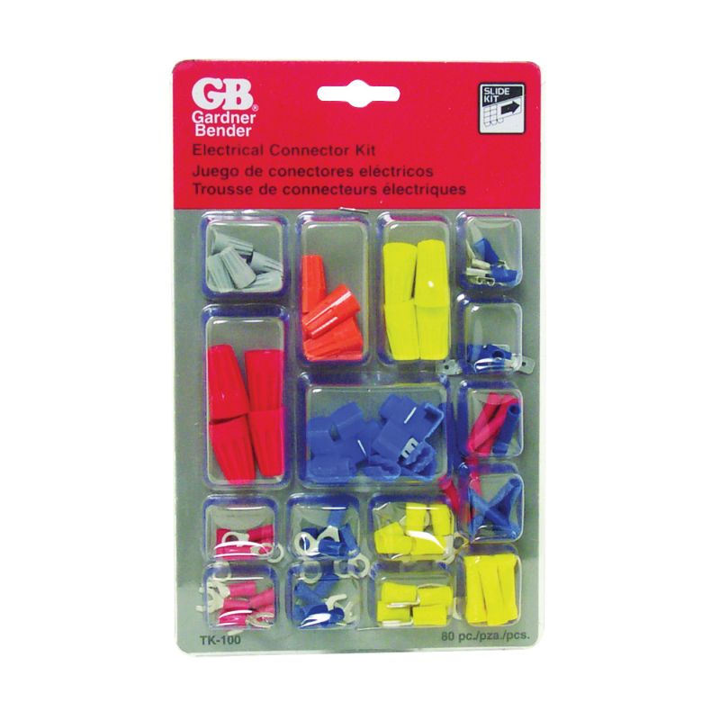 Gardner Bender TK-100 Wire Connector Kit, Solderless, Assorted, For: 22 to 10 AWG Wire, 80 -Piece Assorted