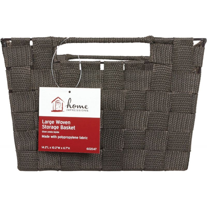 Home Impressions Woven Storage Basket With Handles Brown