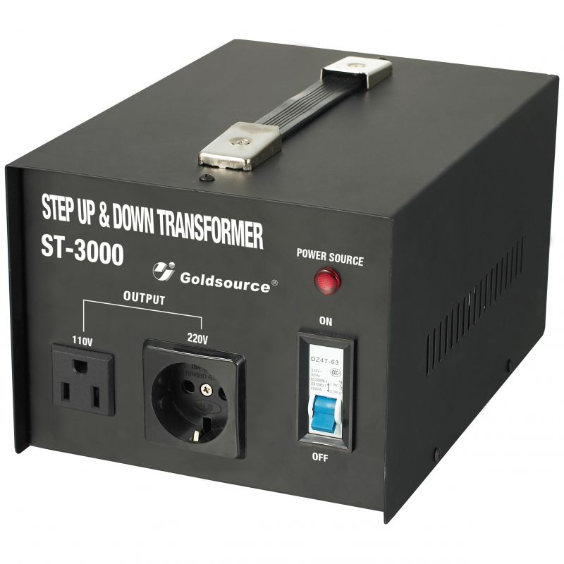 Goldsource ST Series Step Up and Step Down Transformer, 9-3/4 in L x 7-1/8 in W x 6 in H, 3000 W Black