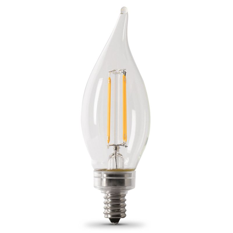 Feit Electric CFC40/927CA/FIL/6 LED Bulb, Decorative, Flame Tip Lamp, 40 W Equivalent, E12 Lamp Base, Dimmable