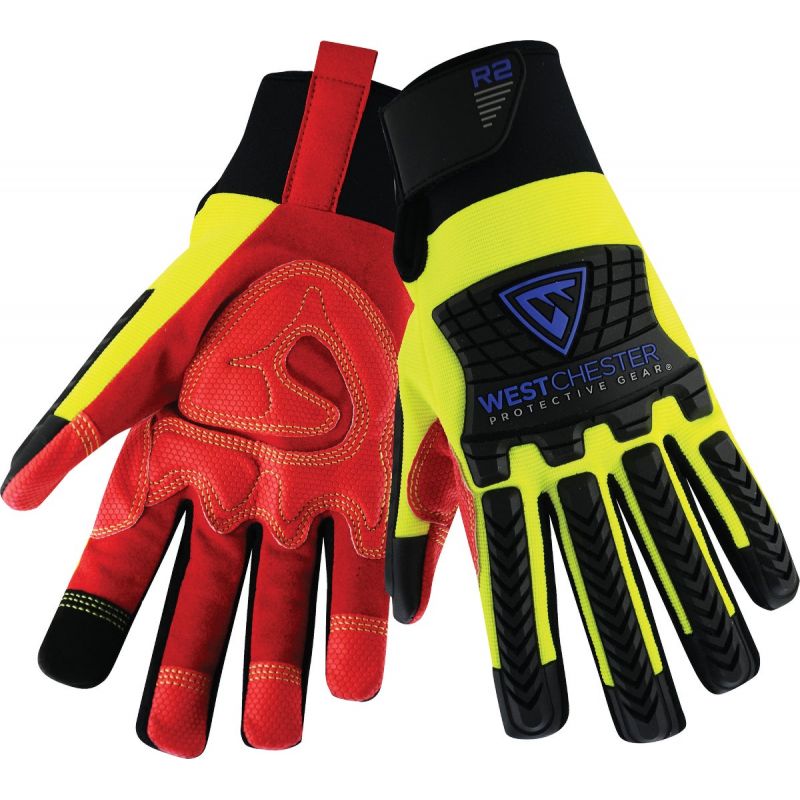 West Chester Protective Gear R2 Performance Series Work Glove L, Yellow, Red, &amp; Black