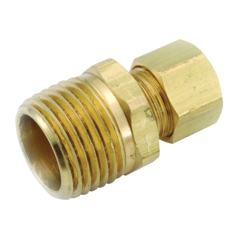 Anderson Metals 750068-0506 Pipe Connector, 5/16 x 3/8 in, Compression x MPT, Brass