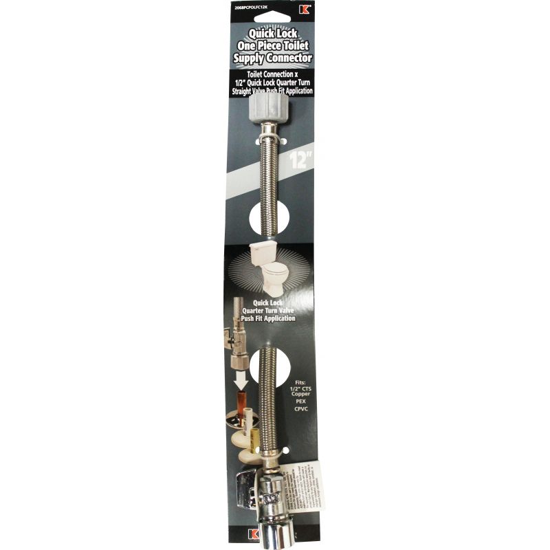 Keeney Quick Lock Toilet Supply Tube with Valve 5/8 In. X 12 In.