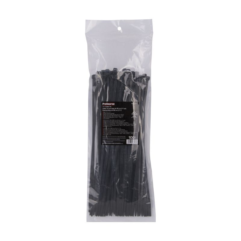 ProSource CV280W-1003L Cable Tie, 70 mm Max Bundle Dia, Self-Lock Locking, Nylon, Black Black
