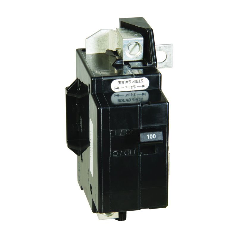 Square D QO QOM100VHCP Circuit Breaker, Primary, 100 A, 2 -Pole, 120/240 V, Plug Mounting, Black Black