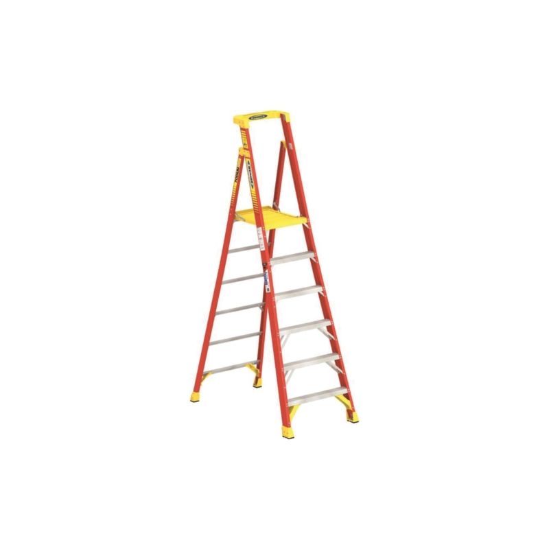Werner PD6206 Ladder, 6 ft Max Standing H, 300 lb, Type IA Duty Rating, 6-Rung, 3 in D Step, Fiberglass, Yellow 8 Ft, Yellow