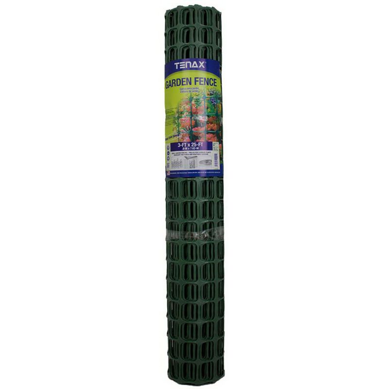 Tenax 2A140091 Garden Fence, 25 ft L, 3 ft H, 2 x 2 in Mesh, Polypropylene, Green Green