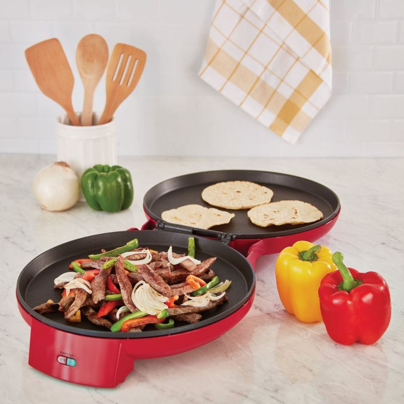 Rise By Dash Double Up Electric Skillet 12 In. Dia., Red